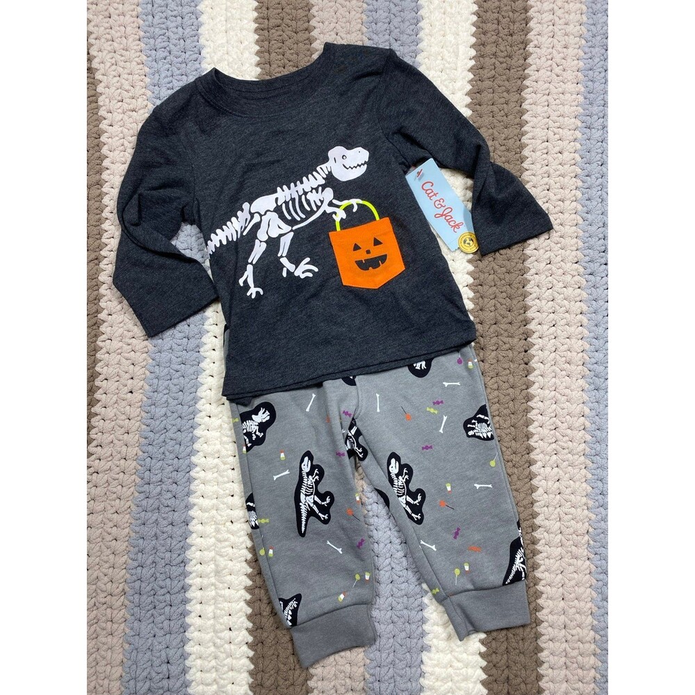 Cat & Jack Dinosaur Skeleton Halloween Outfit – Size 12M – NWT